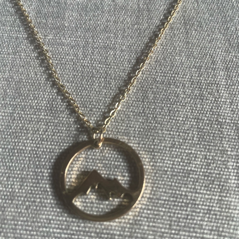 Mountain Necklace Pendant Adventure Charm Chain Hiking Jewelry Gold Plated